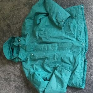 L.L. Bean teal coat with zip out quilted liner and removable hood